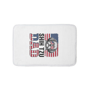 Vintage Shih Tzu Dad Patriotic Dog Shirt Design_1 Bath Mat