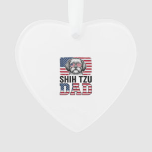 Vintage Shih Tzu Dad Patriotic Dog Shirt Design_1 Ornament