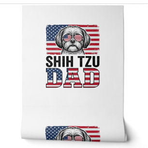 Vintage Shih Tzu Dad Patriotic Dog Shirt Design_1 Wallpaper