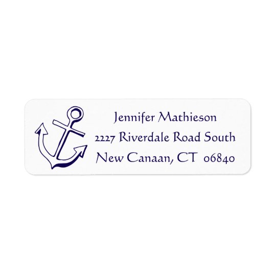 Vintage Ship Anchor Nautical Love Sailor Navy Blue Return Address Label