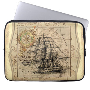Vintage Ship And Map Laptop Sleeve