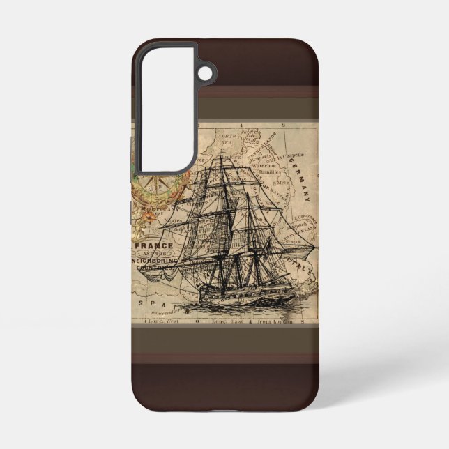 Vintage Ship And Map Samsung Galaxy S22 Case (Back)
