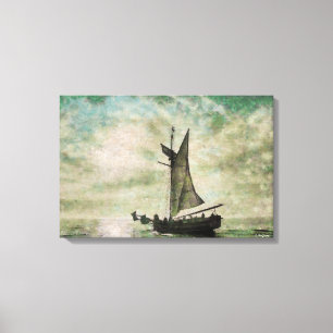 Vintage Ship at Sea Wrapped Canvas Art Print