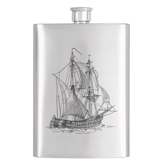 Vintage Ship Hip Flask (Front)
