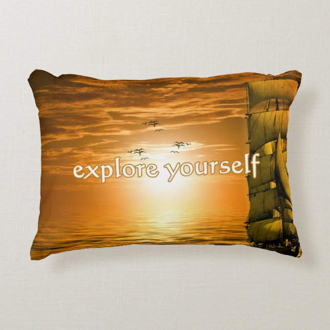 vintage ship inspirational motivational travel accent pillow (Front)