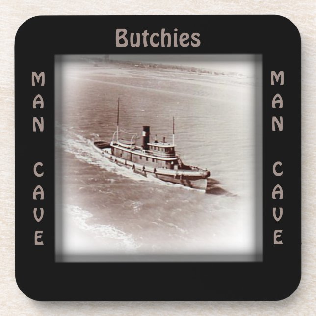 Vintage Ship Man Cave CUSTOMIZE  Coaster (Front)