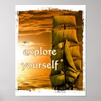 vintage ship motivational quote explore yourself