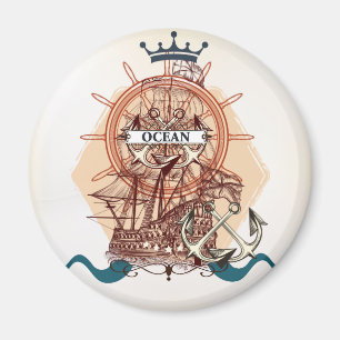 Vintage Ship Themed Magnet