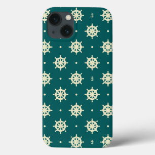 Vintage Ship Wheel Pattern iPhone 13 Case