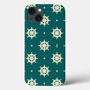 Vintage Ship Wheel Pattern iPhone 13 Case