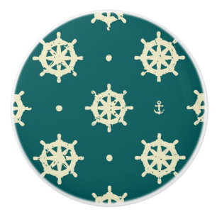 Vintage Ship Wheel Pattern Ceramic Knob