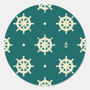 Vintage Ship Wheel Pattern Classic Round Sticker
