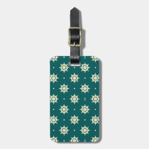 Vintage Ship Wheel Pattern Luggage Tag