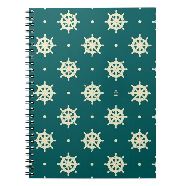 Vintage Ship Wheel Pattern Notebook (Front)