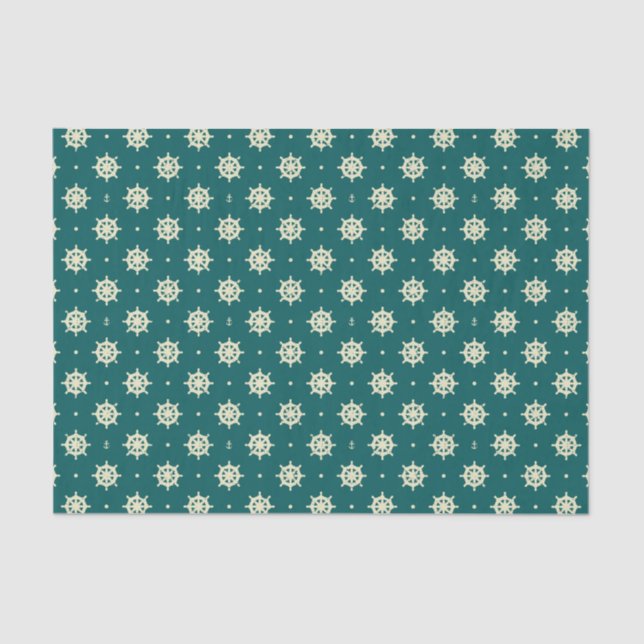 Vintage Ship Wheel Pattern Tissue Paper (Front)