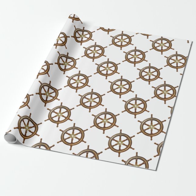 Vintage Ship wheel Wrapping Paper (Unrolled)