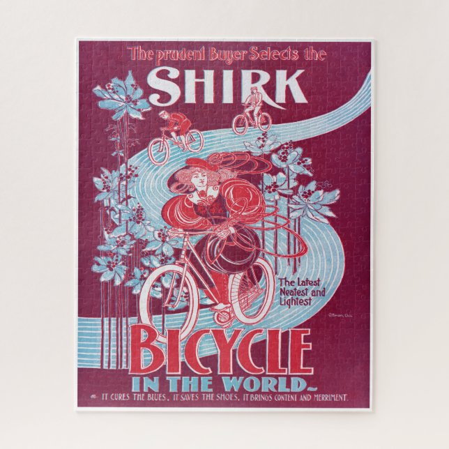 Vintage Shirk Bicycle Advertisement circa 1890 Jigsaw Puzzle (Vertical)