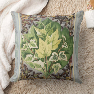 Vintage Shirley Hibberd Ivy Leaves Botanical Art Throw Pillow