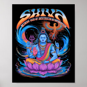Vintage Shiva Print Hindu God Spiritual