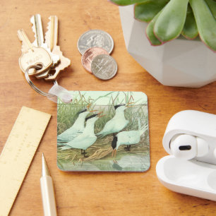 Vintage Shorebirds in a Marsh by Louis Fuertes Keychain