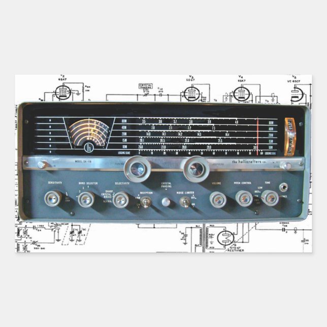 Vintage Short Wave Radio Rectangular Stickers (Front)
