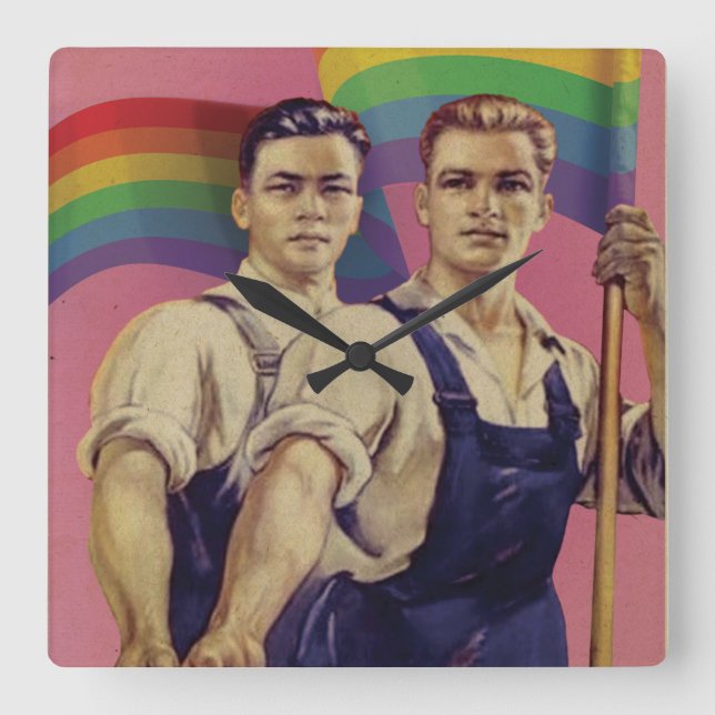 Vintage SHOUT IT Pride Square Wall Clock (Front)