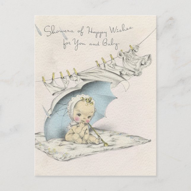 Vintage "Shower Of Baby Wishes" Postcard (Front)