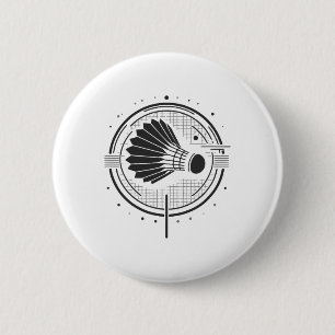 Vintage Shuttle Design Minimalist Badminton Player 2 Inch Round Button