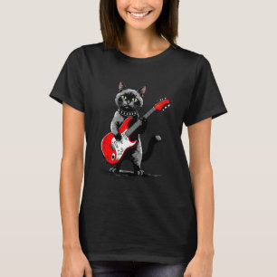 Vintage Siamese Cat Playing Guitar Funny Kitten Lo T-Shirt