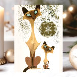 Vintage Siamese Christmas Cats Holiday Postcard<br><div class="desc">Vintage Siamese Christmas Cats Holiday Postcard. This design features vintage siamese cats with a christmas ornament. What a beautiful retro holiday scene.</div>