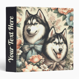 Vintage Siberian Husky  Illustration Binder