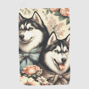 Vintage Siberian Husky  Illustration Golf Towel
