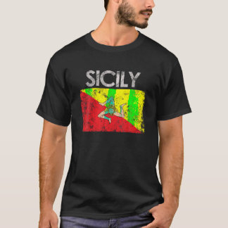 Vintage Sicily Sicilian Flag Pride Gift T Shirt