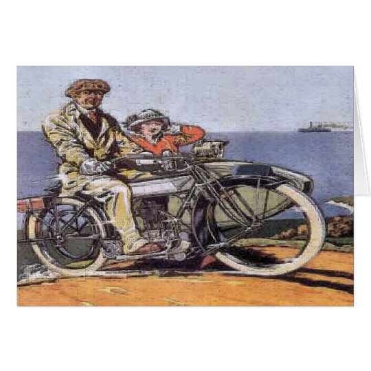 Vintage Sidecar Mortorcycle Card