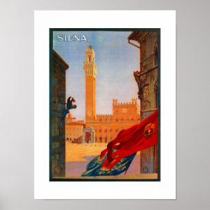 Vintage Siena Italian travel advertising Poster
