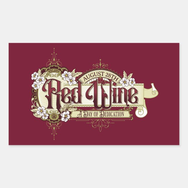 Vintage Sign Red Wine Day Sticker (Front)