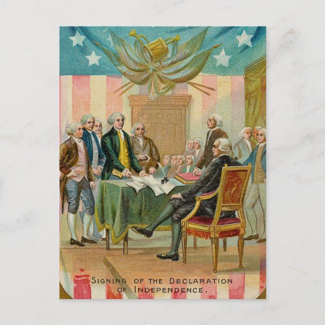 Vintage Signing The Declaration Of Independence Postcard (Front)