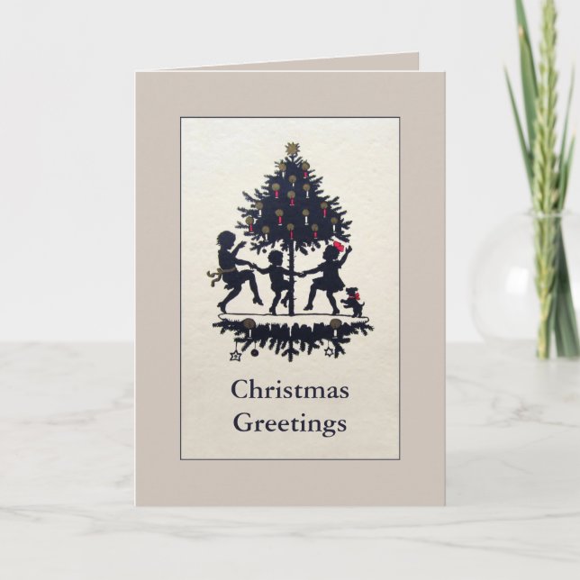 Vintage silhouette Christmas children card (Front)