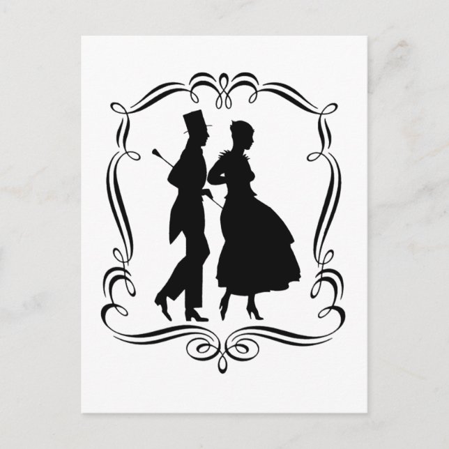 Vintage Silhouette Elegant Homme Femme Carte Posta (Devant)