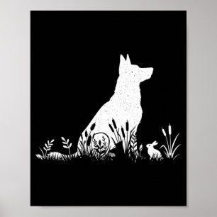 Vintage Silhouette German Shepherd Shirt Women Poster