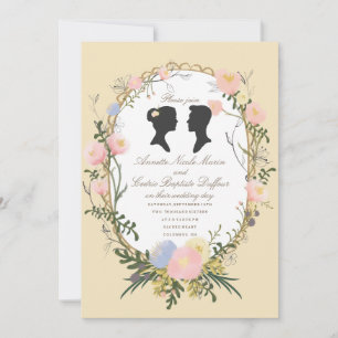 Vintage Silhouette Spring Floral Wedding Invitation