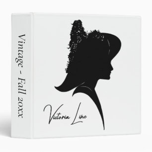 Vintage Silhouette Woman in Hat  Binder