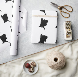 Vintage Silhouette Woman in Hat Wrapping Paper