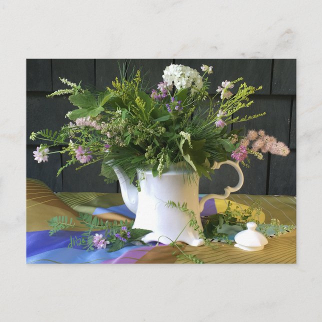 Vintage silk scarf Floral Still Life Postcard (Front)