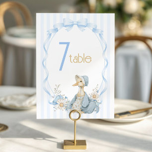 Vintage Silly Goose Pastel Blue Girl Baby Shower Table Number