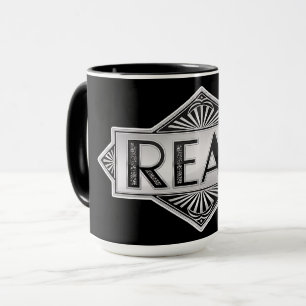 Vintage Silver Art Deco READ Typography - Retro Lu Mug