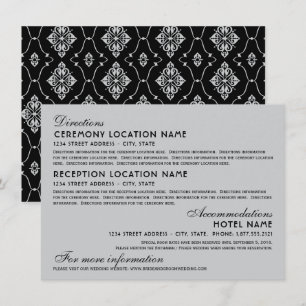 Vintage Silver Black Art Deco Wedding Information Enclosure Card