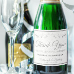 Vintage Silver Border Elegant Wedding Thank You Sparkling Wine Label<br><div class="desc">These sparkling wine bottle labels will make your wedding celebration all the more festive. They feature a design that is simple yet elegant with Silver or grey text on a white background with a Silver faux foil floral border. The text reads: Thank You for Celebrating with Us with spaces to...</div>