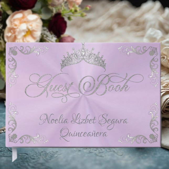 Vintage Silver Border & Tiara - Lavender Guest Book (Creator Uploaded)
