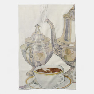 Vintage Silver Coffee Service Kitchen Towel